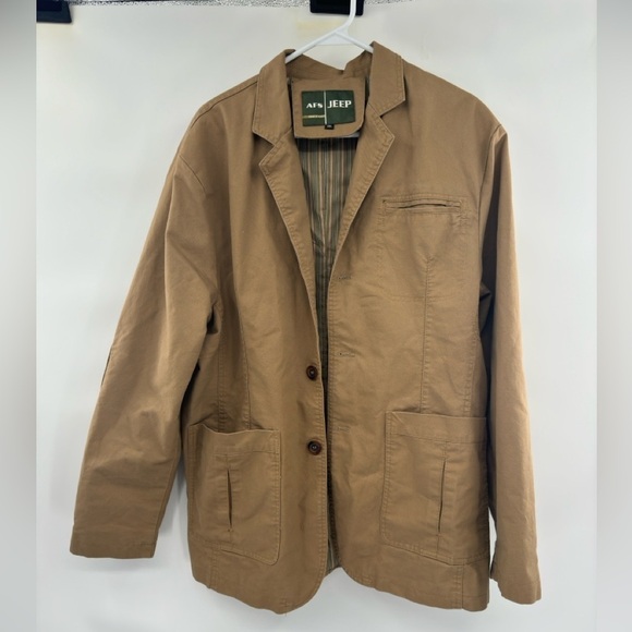AFS jeep jacket blazer tan khaki button elbow patch padded shoulder pocket 3XL - Picture 5 of 6